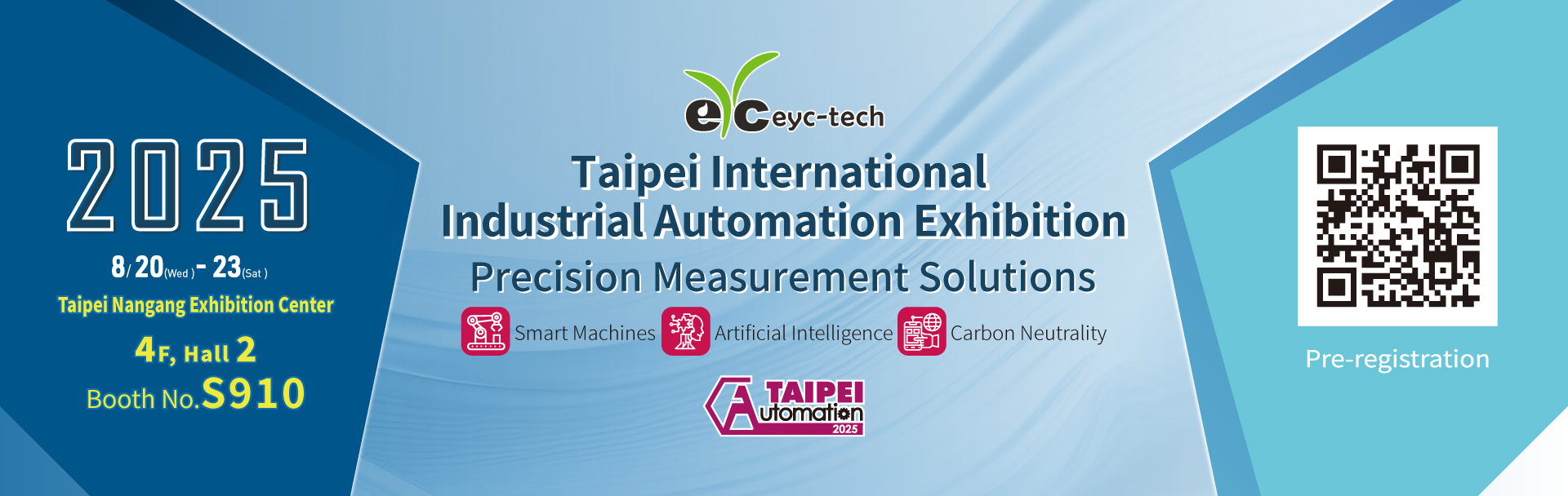 eyc-tech Taipei International Industrial Automation Exhibition 20-23 August invitation